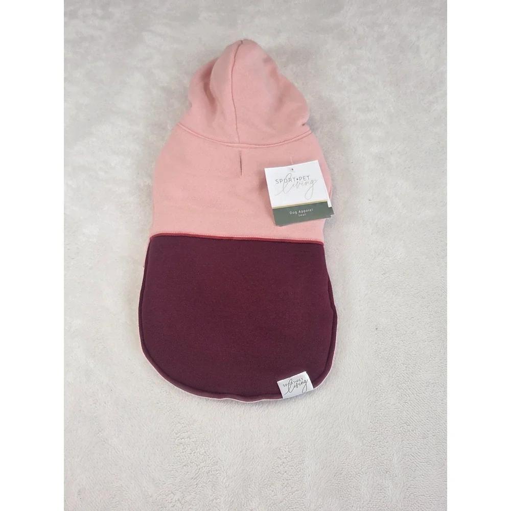 Sport Pet Living Dog Apparel Size S  Pink and Burgundy Hooded Coat